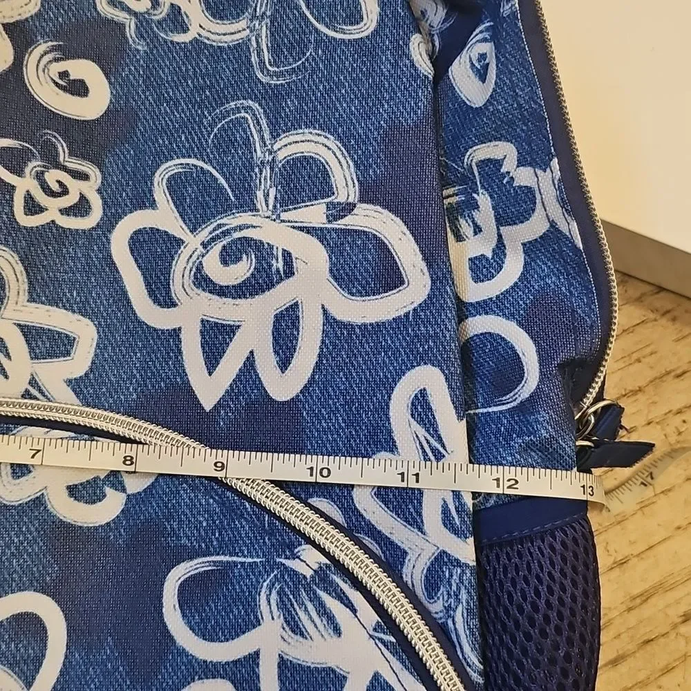 Blue Floral Backpack Denim Look NWOT
